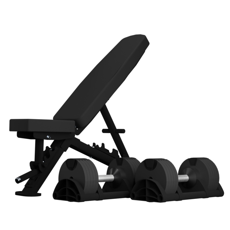 SMRTFT Nobells – 5-50lb Adjustable Dumbbell Pair & Bench Combo