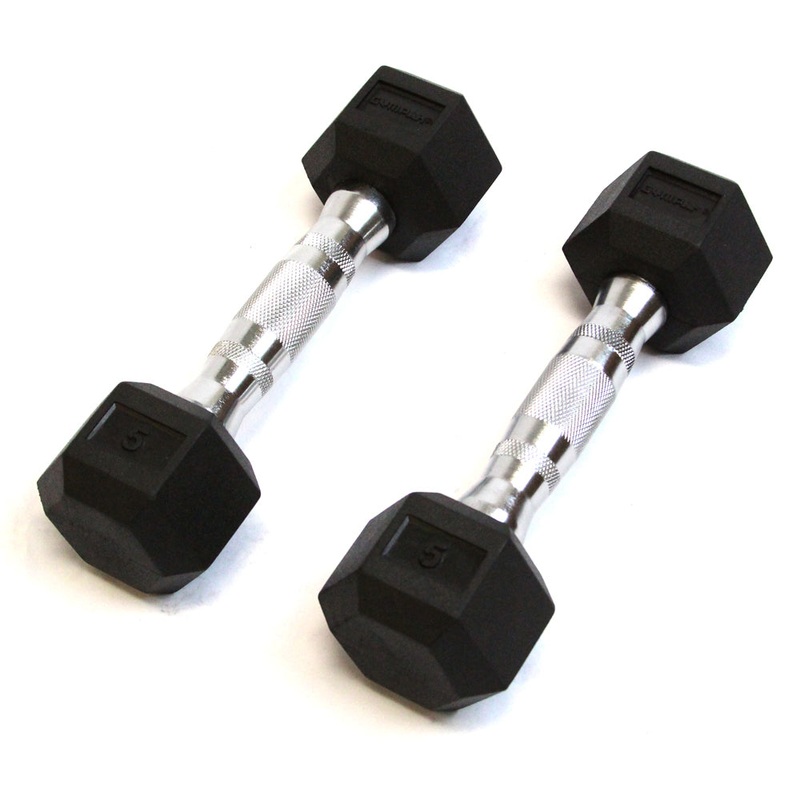 GymPak Rubber Hex Dumbbell – 5 LB – CushBell (Pair)