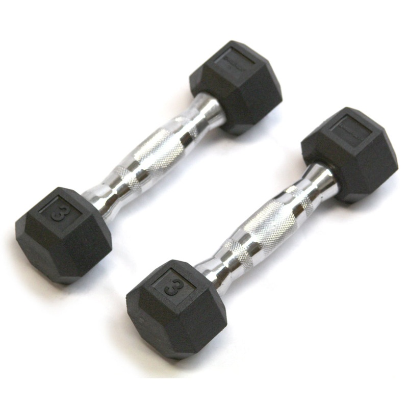 GymPak Rubber Hex Dumbbells  3LB CushBell (Pair)