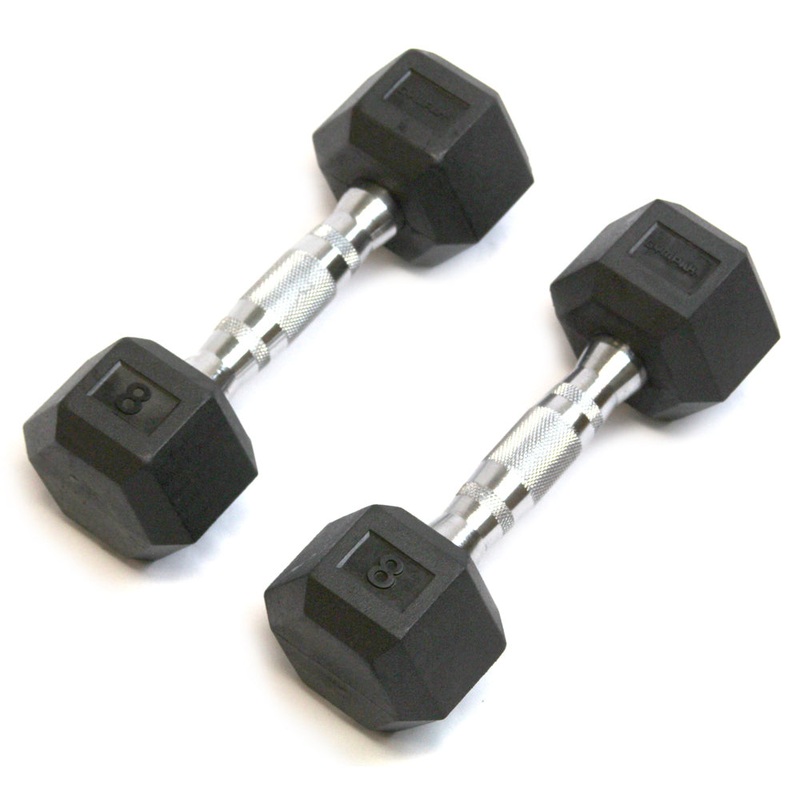 GymPak Rubber Hex Dumbbell – 8 LB – CushBell (Pair)