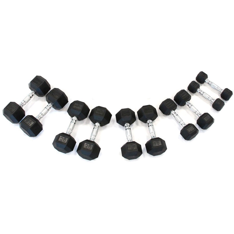 GymPak Rubber Hex Dumbbell Set – 5 – 100 LB – 20 Pairs