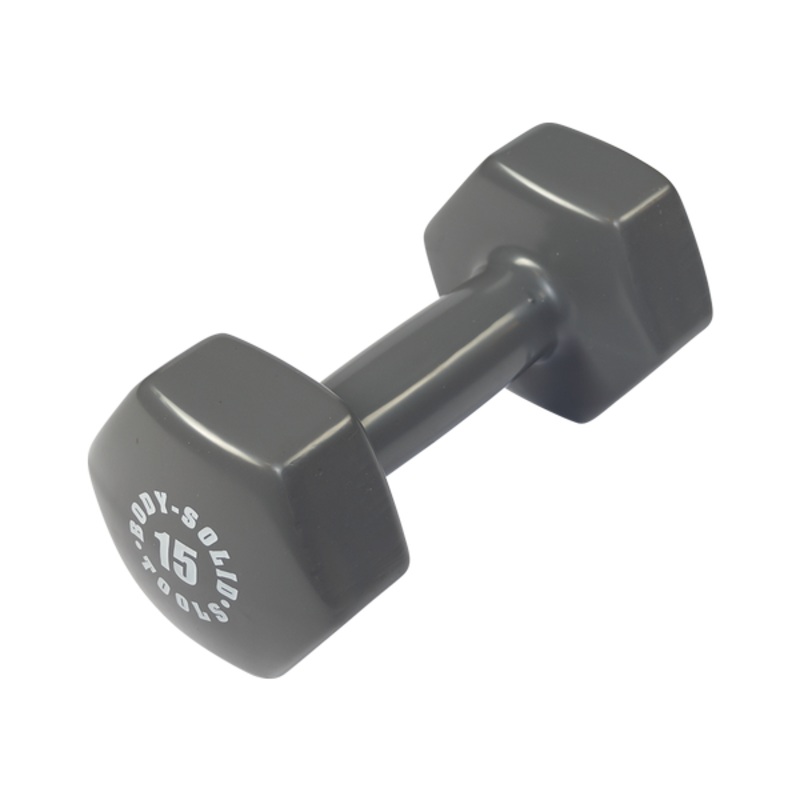 Bodysolid Gray 15lb Vinyl Dumbbell