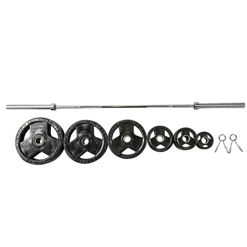 300lb Rubber Olympic Plate Set W/ Olympic Bar