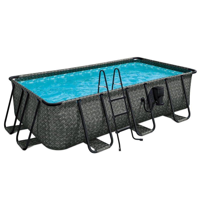 13’x7’x 39 Oasis Rectangle Outdoor Above Ground Swimming Pool, Gray (For Parts)