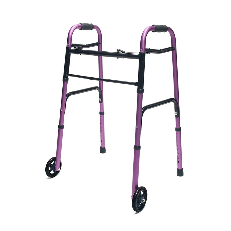 Lumex Everyday Adult Walker Walking Aid with 5 Front Wheels & Glide Tips, Plum