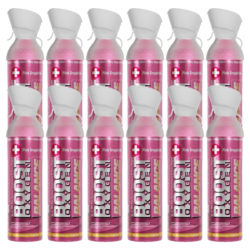 Boost Oxygen Natural Portable 10 Liter Oxygen Canister, Grapefruit (12 Pack)