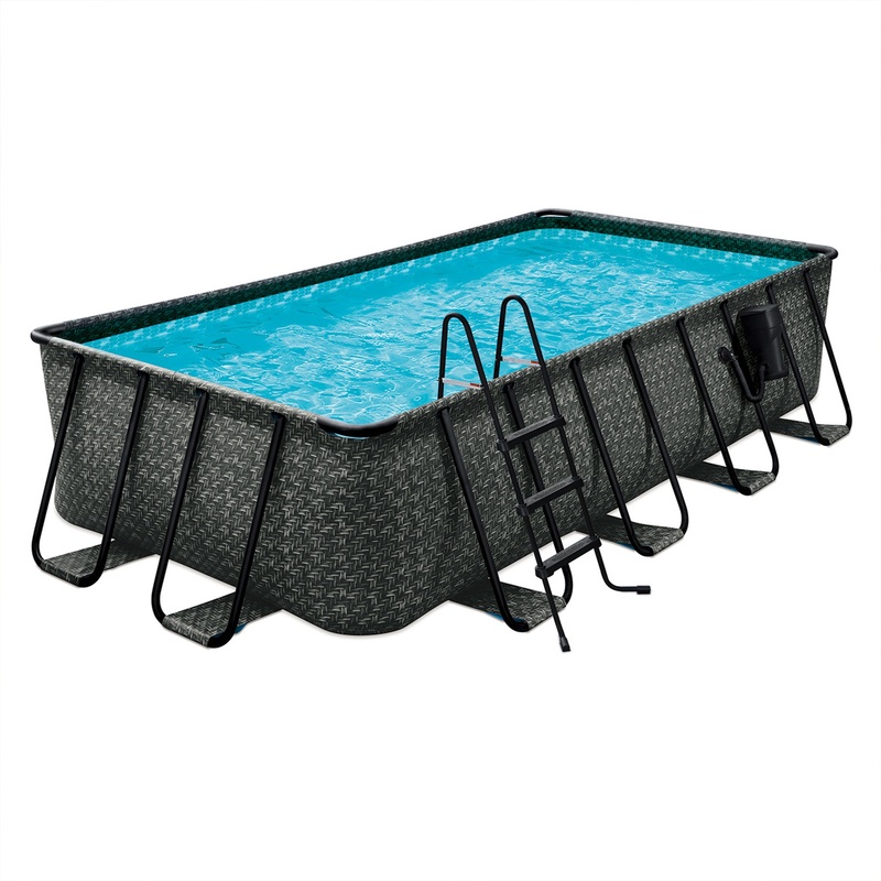 16’x8’x42 Oasis Rectangle Outdoor Above Ground Swimming Pool, Gray (Open Box)