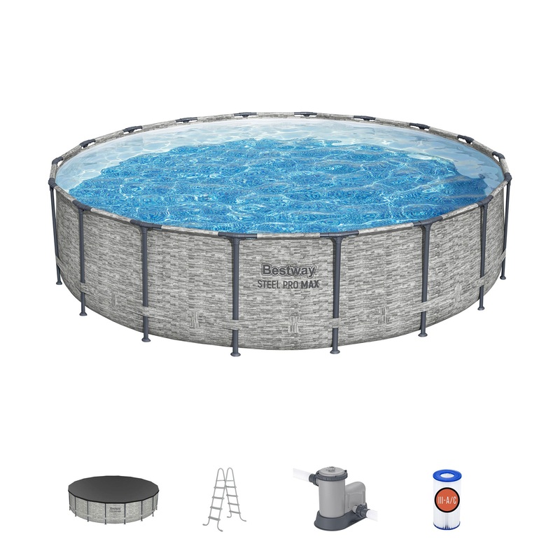 18′ x 48 Round Steel Pro MAX Hard Side Family Swimming Pool Set (For Parts)