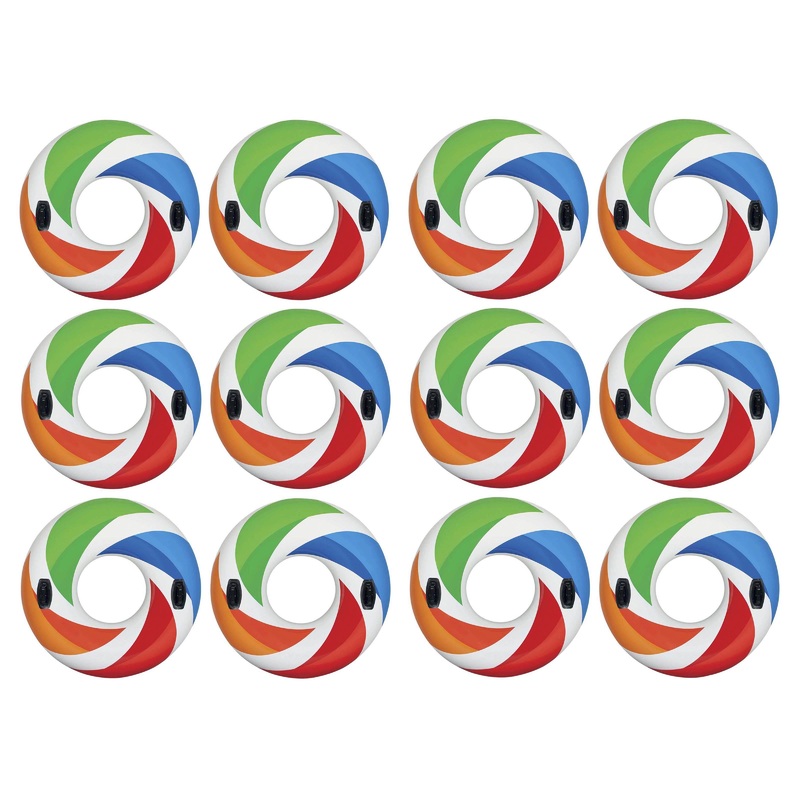 Intex Inflatable 47 Color Whirl Tube Swimming Pool Raft with Handles (12 Pack)