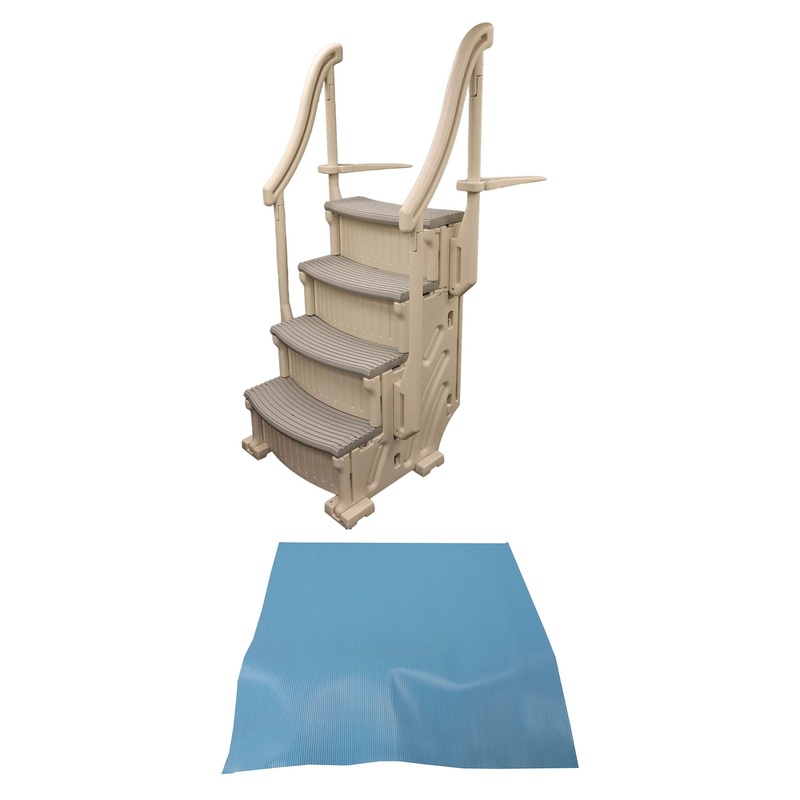 Confer Plastics Curved Pool Step & Hydrotools by Swimline 36×36 Ladder Mat