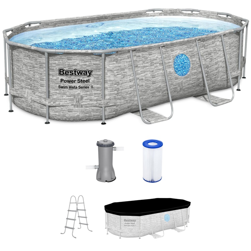 Bestway Power Steel Swim Vista 14′ x 8’2 x 39.5 Above Ground Swimming Pool Set