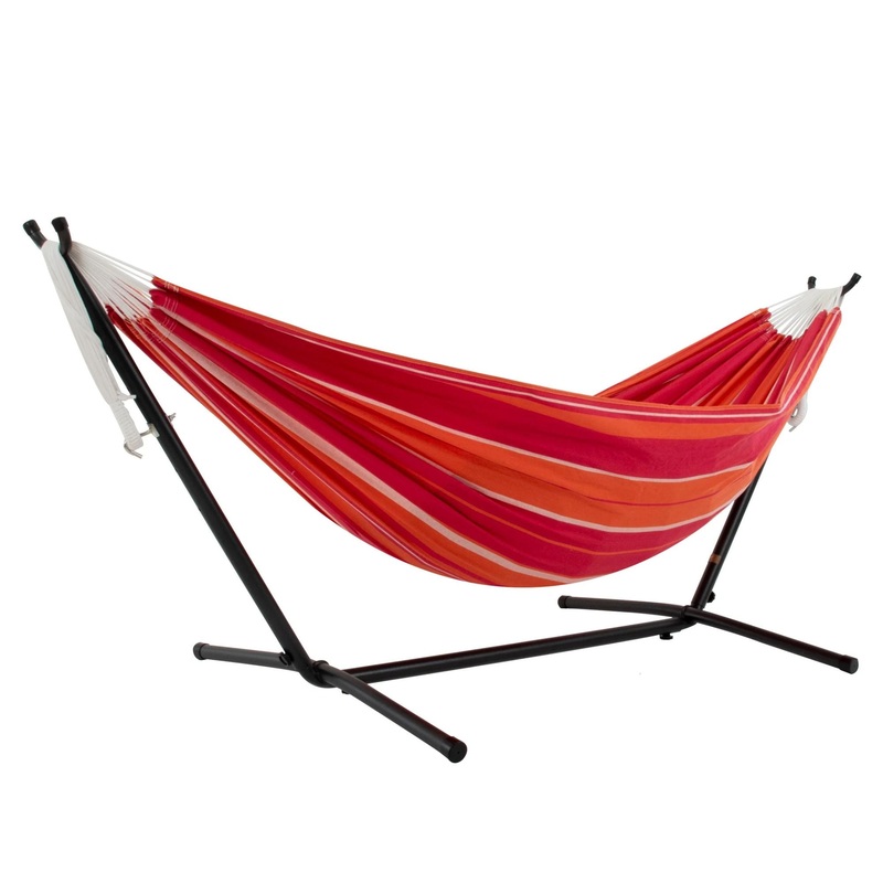 Vivere Double Cotton Hammock, Comfortable Daybed with Steel Stand, 9′, Mimosa