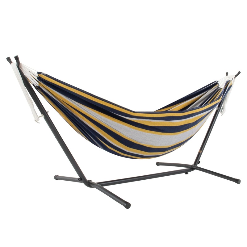 Vivere Double Cotton Hammock, Comfortable Daybed with Steel Stand, 9′, Serenity