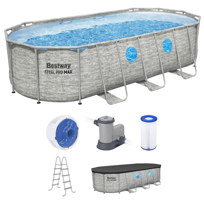Bestway Power Steel Swim Vista 18′ x 9′ x 48 Above Ground Swimming Pool Set