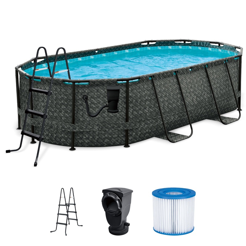 13′ x 8′ x 39.5 Oasis Designer Oval Swimming Pool, Dark Herringbone (Open Box)