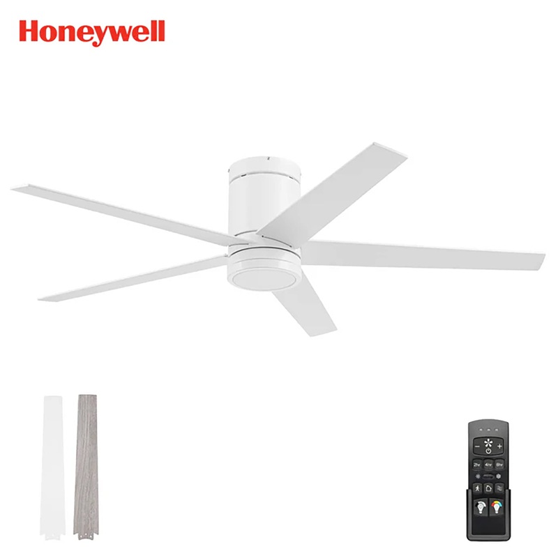 Honeywell 52 Ceiling Fan LED Light Remote Control Indoor Airflow Fixture, White