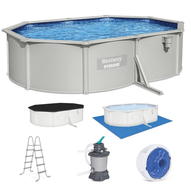 Bestway Hydrium 165 x 12 x 48 Steel Wall Oval Above Ground Swimming Pool Set