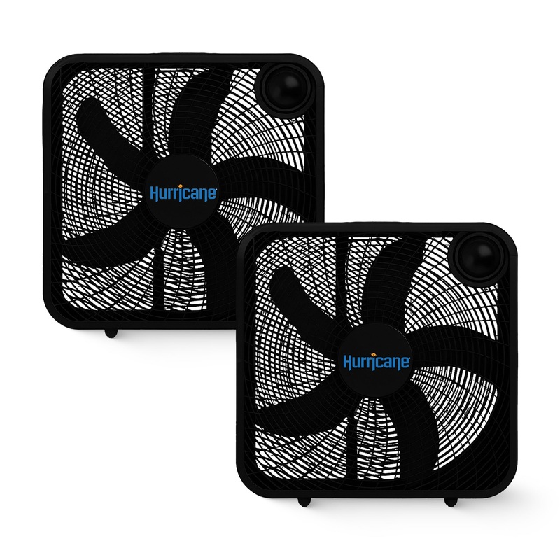 Hurricane 20 Classic Series Floor Box Fan with 3 Speed Settings, Black, 2 Pack