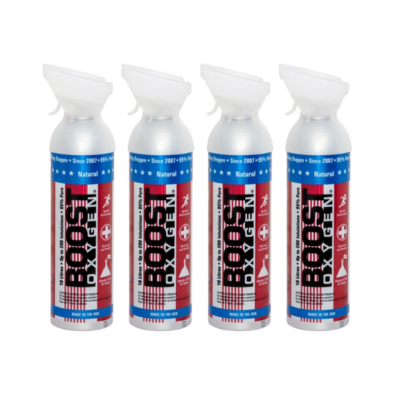 4 Pack 10L Boost Oxygen Stars and Stripes Pure Canned Oxygen Canister, Natural