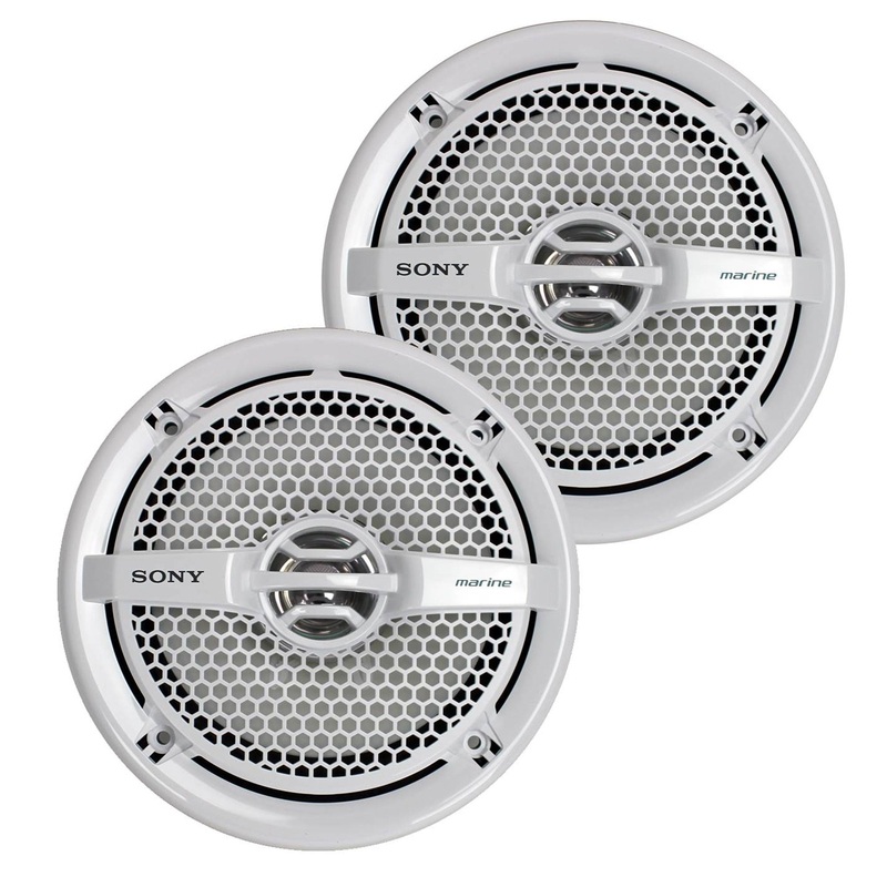 2) Sony 6.5 140 Watt Dual Cone Marine Stereo Speakers, White (Open Box)