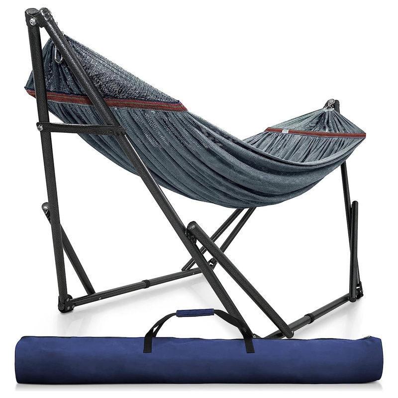 Tranquillo Universal 116 Double Hammock with Adjustable Stand and Bag, Gray