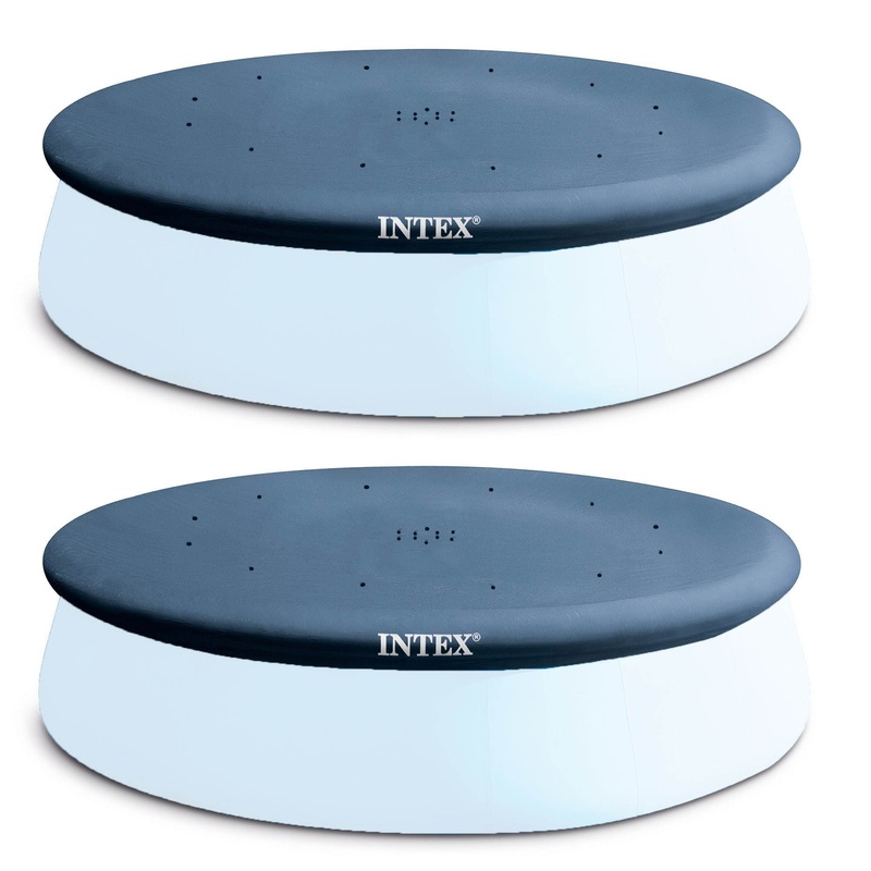 Intex 13′ x 12 Easy Set Above Ground Rope Tie PVC Vinyl Pool Cover (2 Pack)