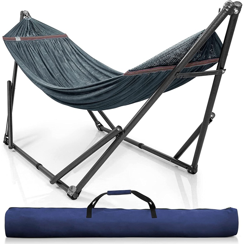 Tranquillo Universal 106.5 Double Hammock with Adjustable Stand and Bag, Gray
