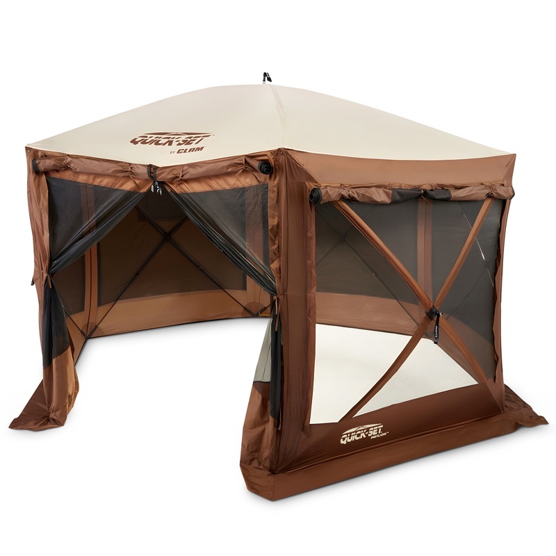 CLAM Quick-Set Pavilion 12.5 x 12.5 Foot Portable Outdoor Canopy Shelter, Brown