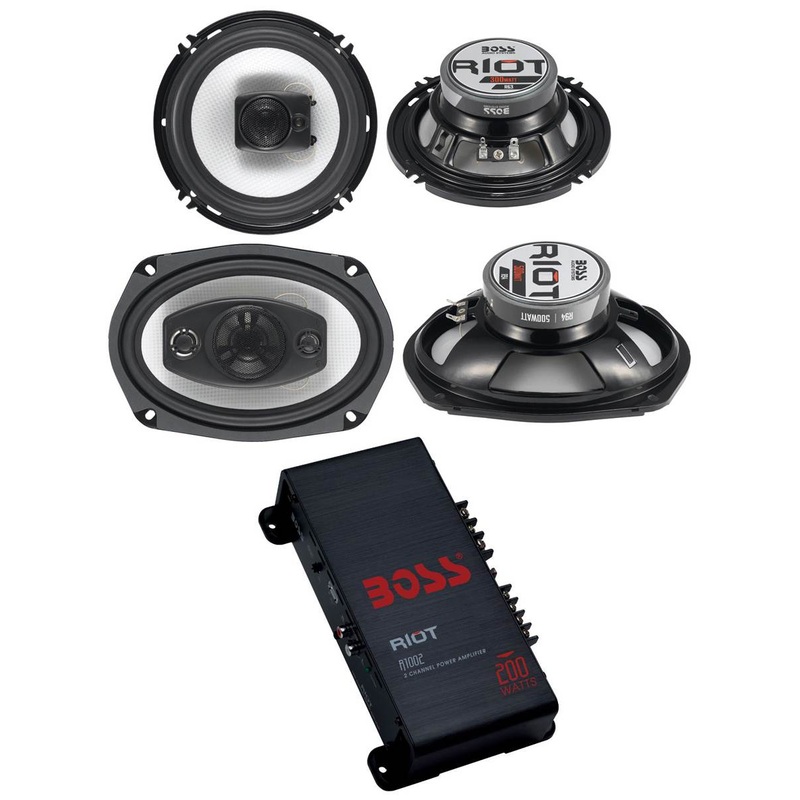 2) Boss R94 6×9 500W 4 Way Car & 2) 6.5 300W 3 Way Speakers & 200W 2-Ch Amp