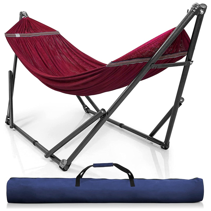 Tranquillo Universal 106.5 Double Hammock with Adjustable Stand and Bag, Red