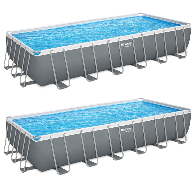 Bestway Power Steel 24′ x 12′ x 52 Rectangular Above Ground Pool Set, 2 Pack