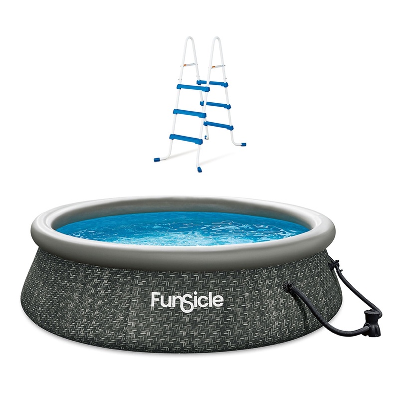 Funsicle 36 SureStep 3 Stair Pool Ladder w/ 10′ x 30 QuickSet Inflatable Pool