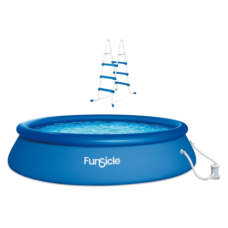 Funsicle 36 SureStep 3 Stair Pool Ladder w/ 15′ x 36 QuickSet Inflatable Pool