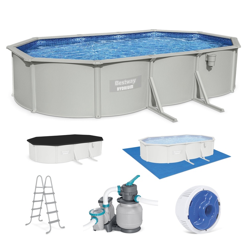 Bestway Hydrium 20 x 12 x 48 Steel Wall Oval Above Ground Swimming Pool Set
