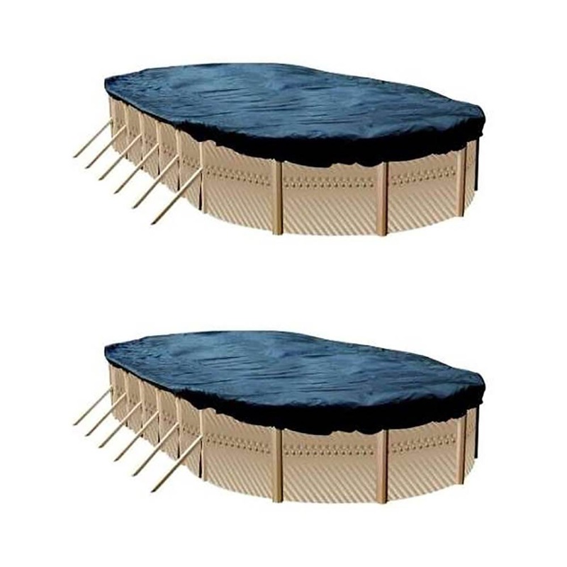 Swimline 12×24 Ft. Heavy Duty Oval Above Ground Winter Pool Cover, Blue (2 Pack)
