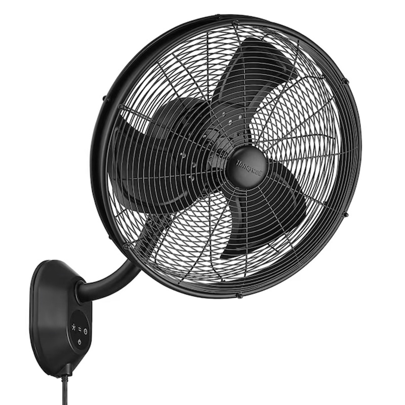 Honeywell 18 Wall Mount Outdoor Oscillating Airflow Fan and Remote, Matte Black