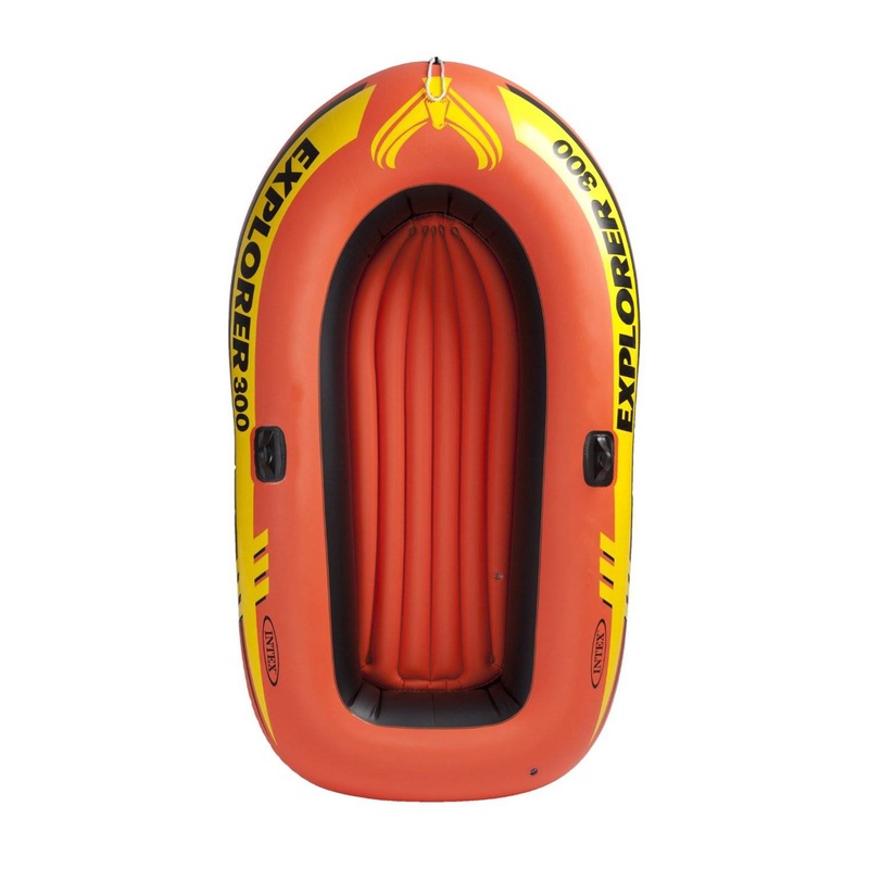 Intex Explorer 300 Compact Inflatable Fishing 3 Person Raft Boat w/ Pump & Oars