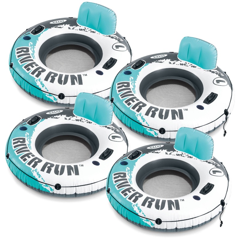 Intex River Run 1 53 Inflatable Floating Water Tube Lake Raft, Red (4 Pack)