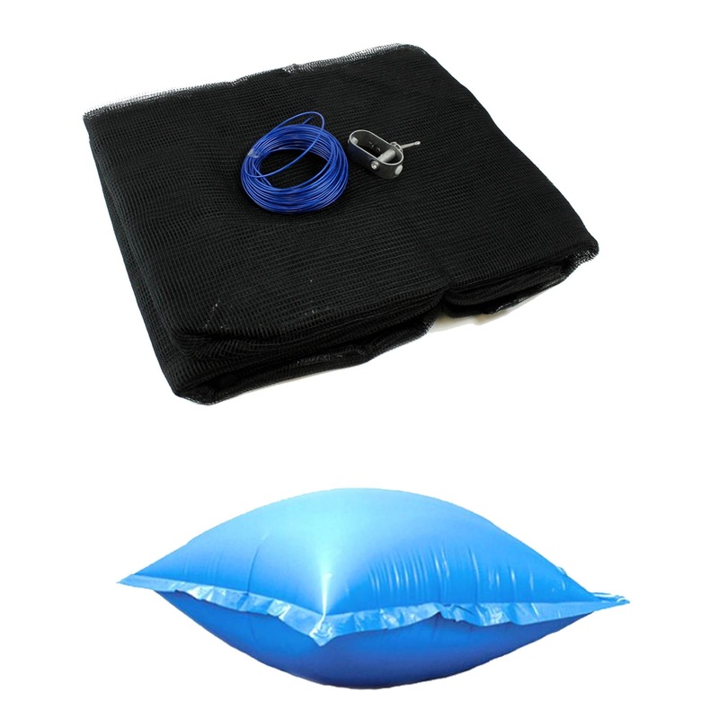 Swimline 18′ Round Above Ground Pool Leaf Net Cover + Winter Closing Air Pillow