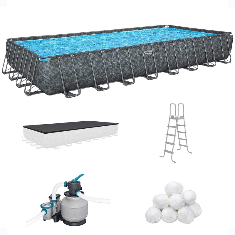 Bestway APX 365 31’4 x 16′ x 52 Rectangular Above Ground Swimming Pool Set