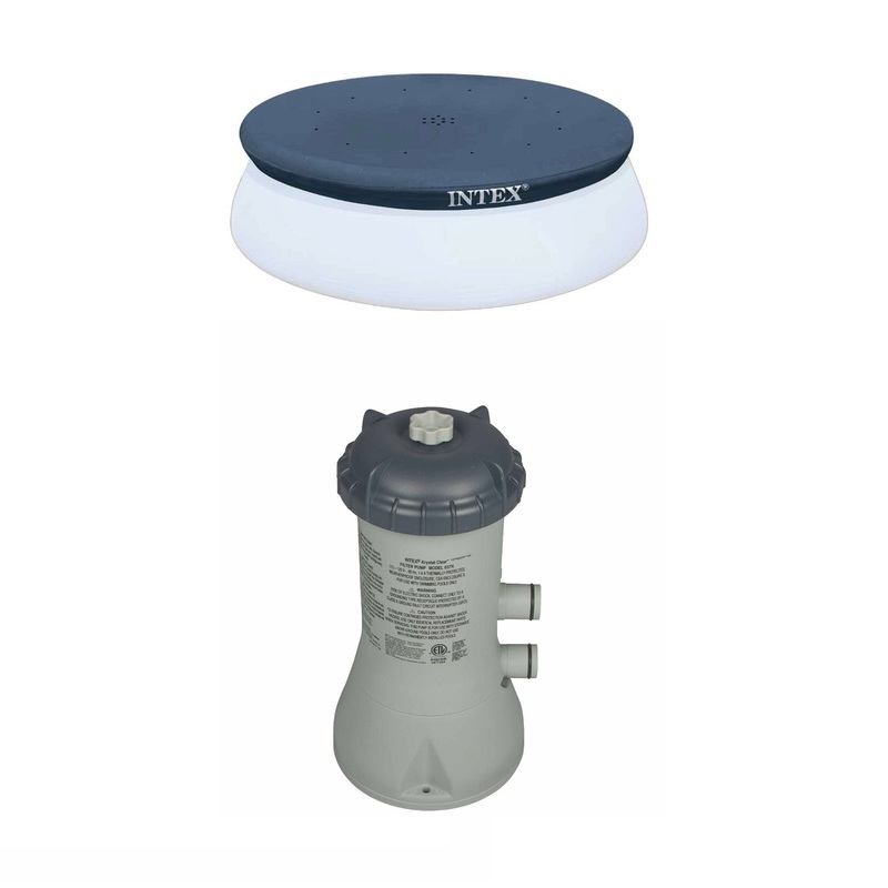 Intex 10′ Swimming Pool Debris Cover & 1000 GPH Pool Cartridge Filter Pump