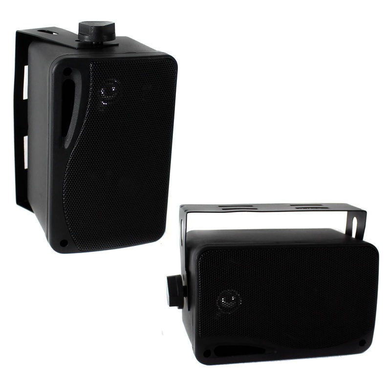 2) Pyle PLMR24B 3.5 200 Watt 3-Way Weather Proof Mini Box Speaker System Black
