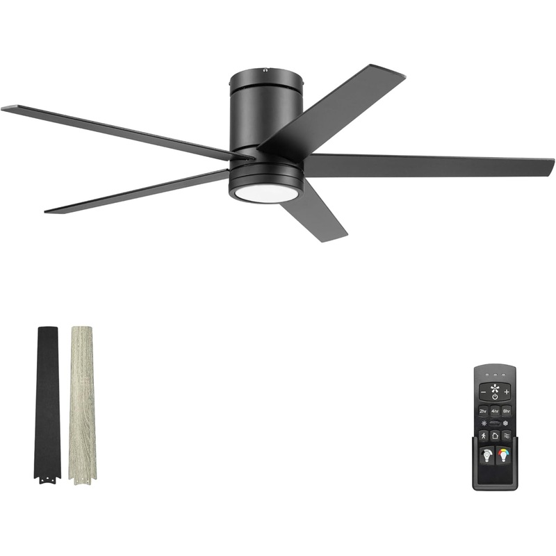 Honeywell Graceshire 52 Ceiling Fan with LED Light and Remote, Matte Black