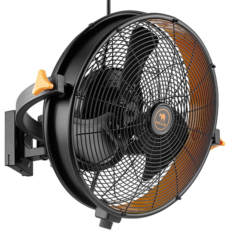 Mule 18 Garage Wall Fan XL, Wall Mount, 120-Degree Swivel, 3-Speed, Black Matte