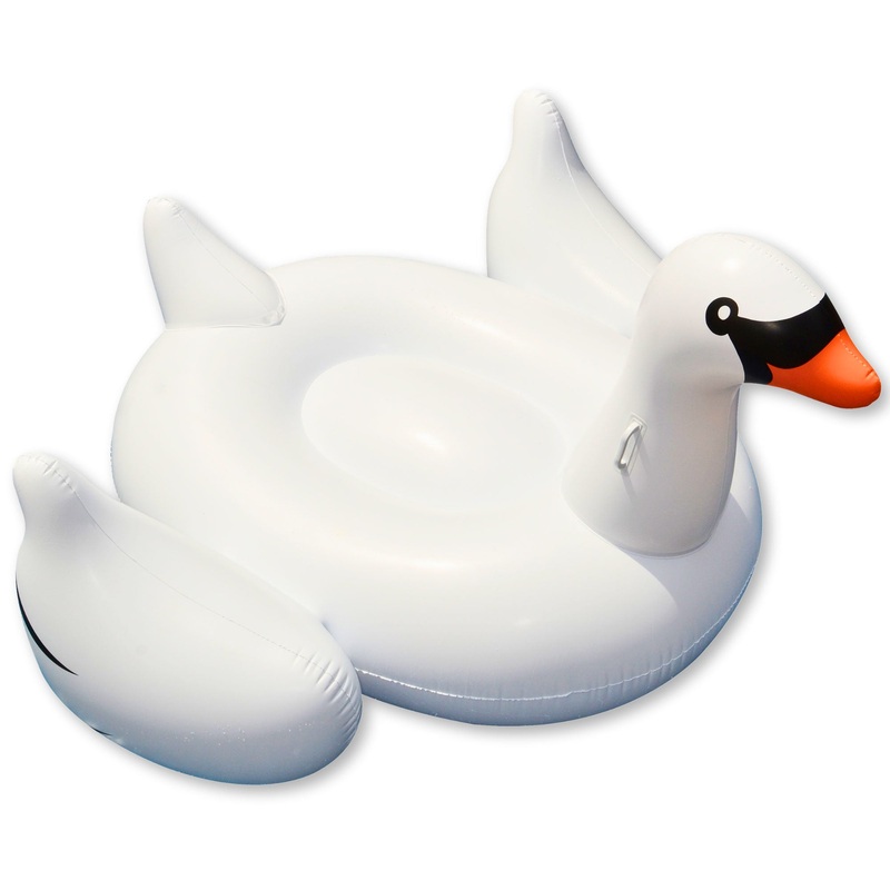 Swimline 90621 Giant Swan Inflatable Ride-On Swimming Pool Raft Float, White
