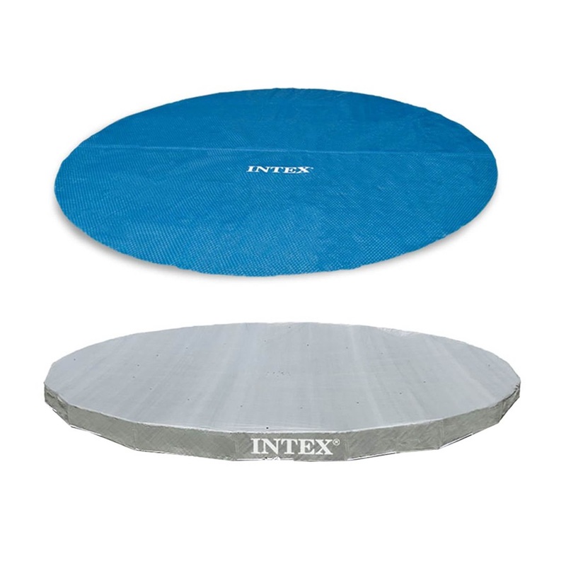Intex 18′ Round Easy Set Solar Vinyl Cover with 18′ Debris Cover for Swim Pools